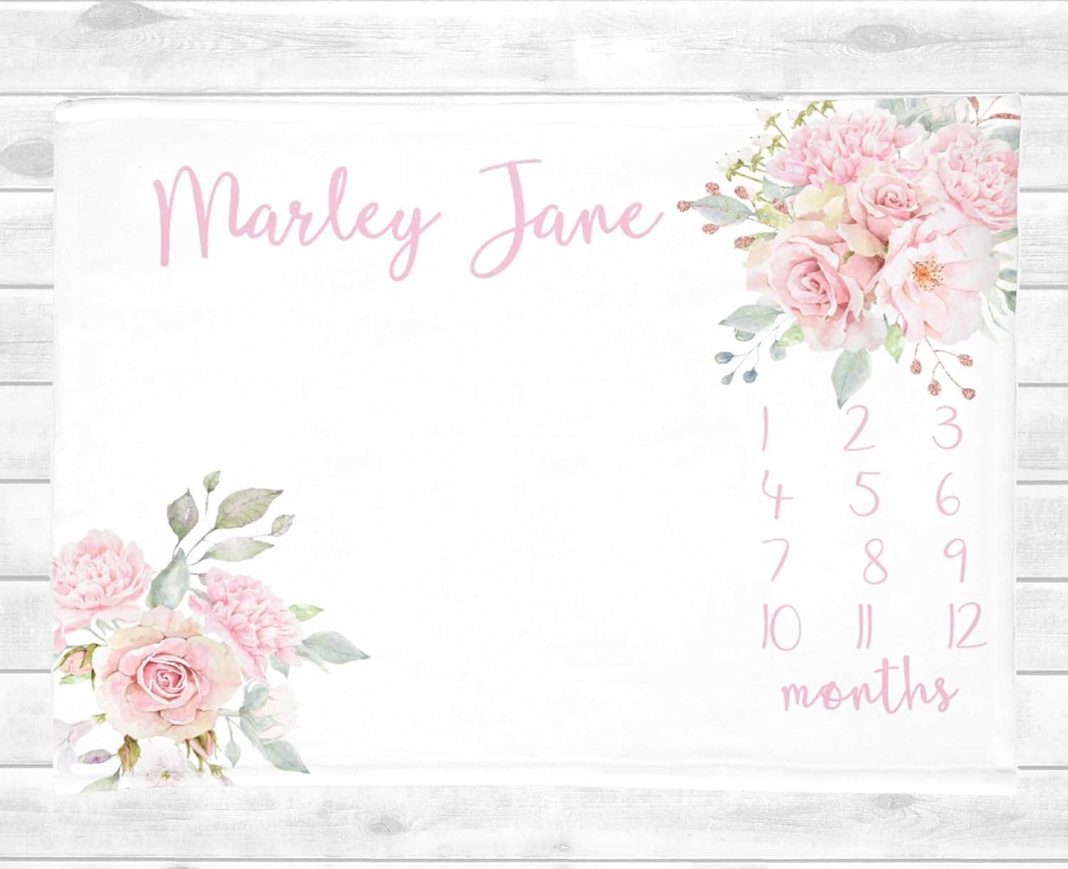 Baby Girl Milestone Blanket, Floral Wreath Milestone Blanket, Baby Month Blanket, Baby Girl Blanket Baby Blanket Monthly Baby Blanket Baby HHQ63_BLKBB011_3