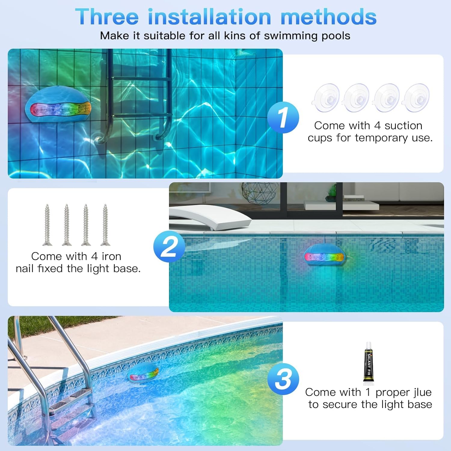 Pool Lights, 18W Underwater Submersible Light, Above Ground Pool Lights with APP Control, RGB Dimmable, Music Sync, IP68 Waterproof, 12V Pool Light for Aboveground Inground Pools