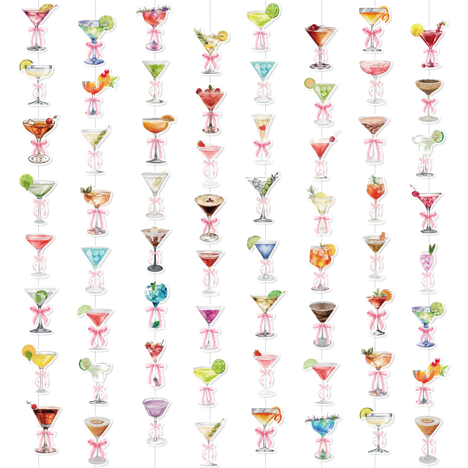 Martini Birthday Party Decor - 8 PCs A Tiny Bit Older Hanging Decorations for Women Girls Pink Coquette Bow Tini Garland Espresso Cocktail Bar Supplies Bridal Shower Bachelorette Wedding