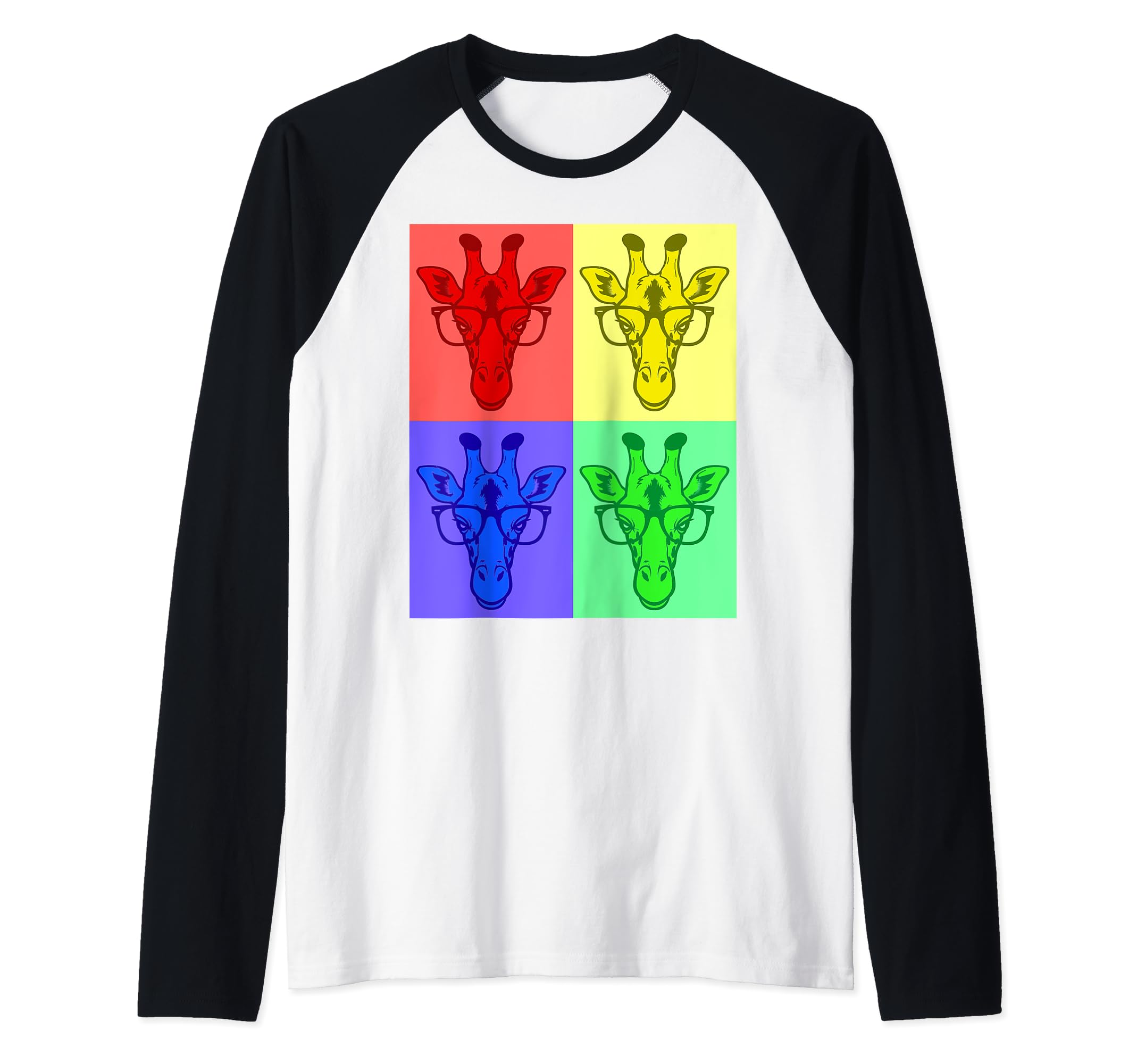 Nerdtron TeesGiraffe Nerd Glasses funny geek animal design Raglan Baseball Tee