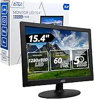 Monitor LED 15.4” Resolução 1280x800 16:9 5ms/60Hz VGA Compacto para Escritório Balcão de Atendimento PDV