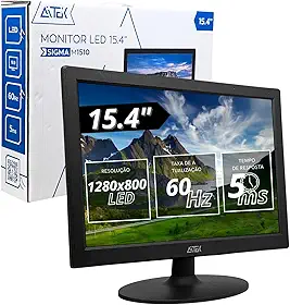 Monitor LED 15.4” Resolução 1280x800 16:9 5ms/60Hz VGA Compacto para Escritório Balcão de Atendimento PDV