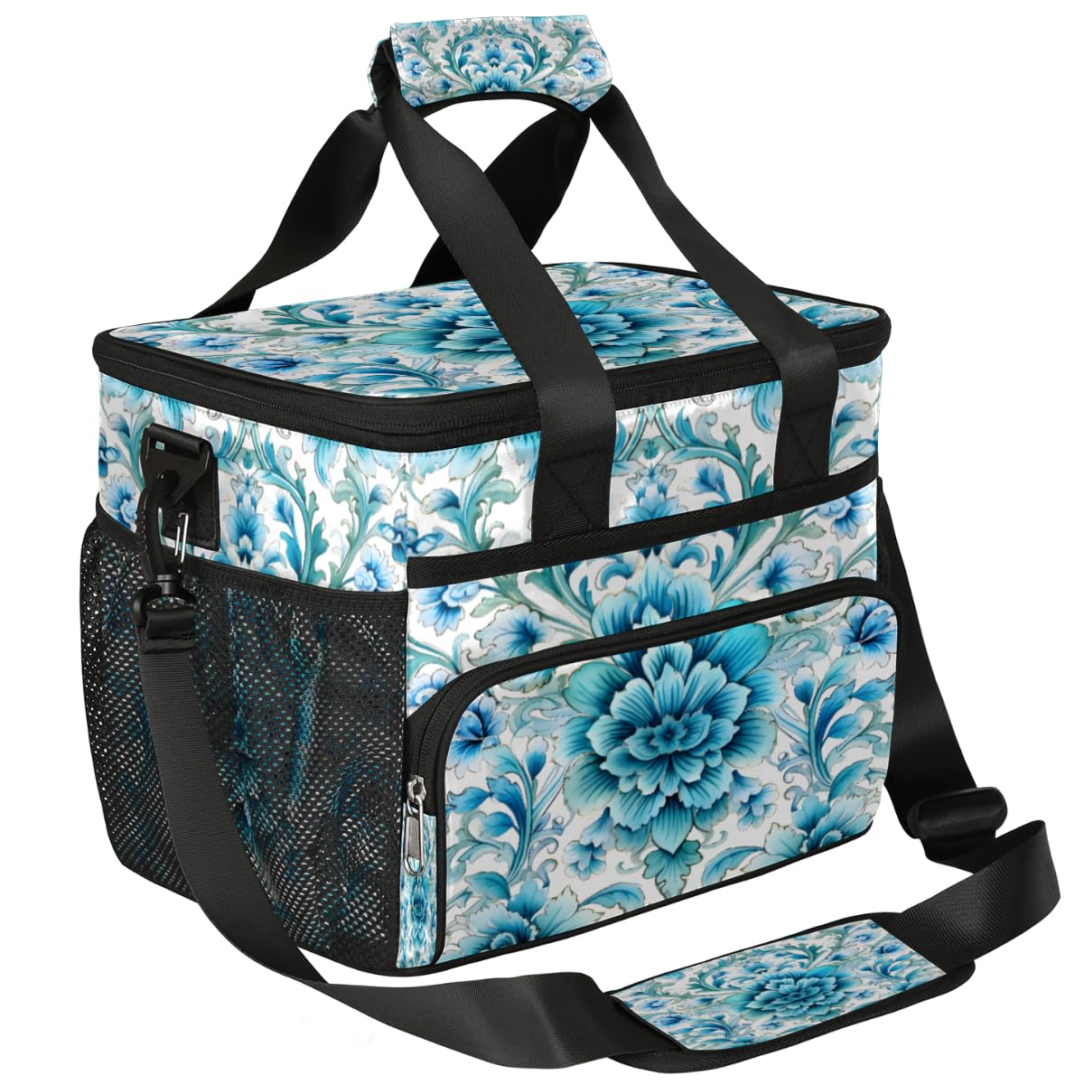 Mandala Insulated Picnic Backpack Lunch Box for Women Men Picnic Basket Tote Lunch Bag Picnic Bag Portable Lunch Bags for Picnic, Beach, Work, Trip,Office, Camp Ethnic Floral Texture