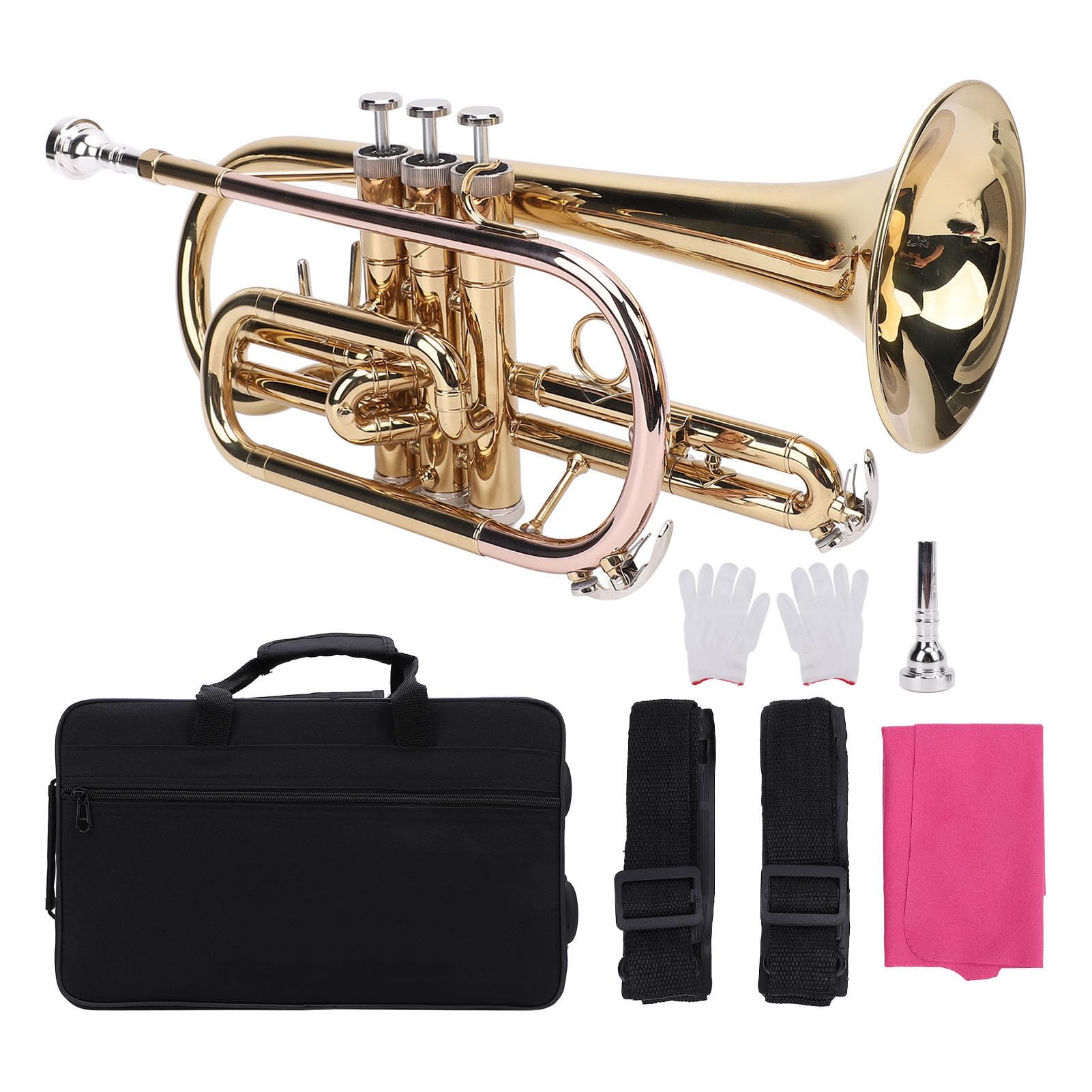 Sxhlseller Präzises B-Trompeten-Set mit Gold-Finish für Profis, Heller und Klarer Klang für Liebhaber von Orchesterinstrumenten