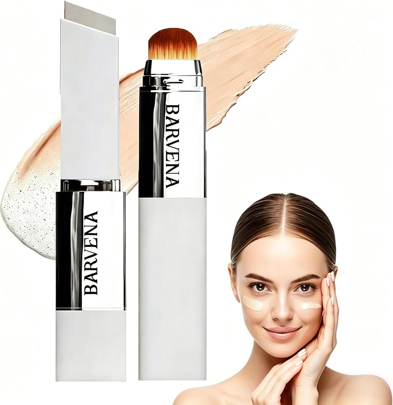 Fond de Teint Stick,2-en-1 Auto-Adaptatif – Couvrant Imperfections, Hydratant et Léger, Avec Pinceau Intégré, Longue Tenue Résistant à l'Eau, Convient à Tous Types de Peau(Natural)