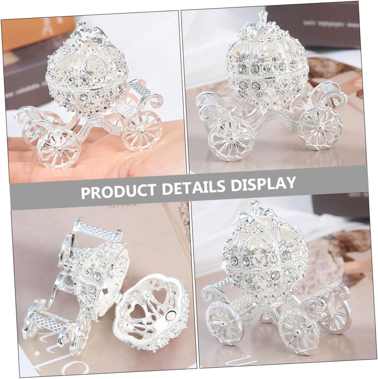 Carriage Trinket Box Jeweled Ring Holder Halloween Metal Jewelry Storage image 3