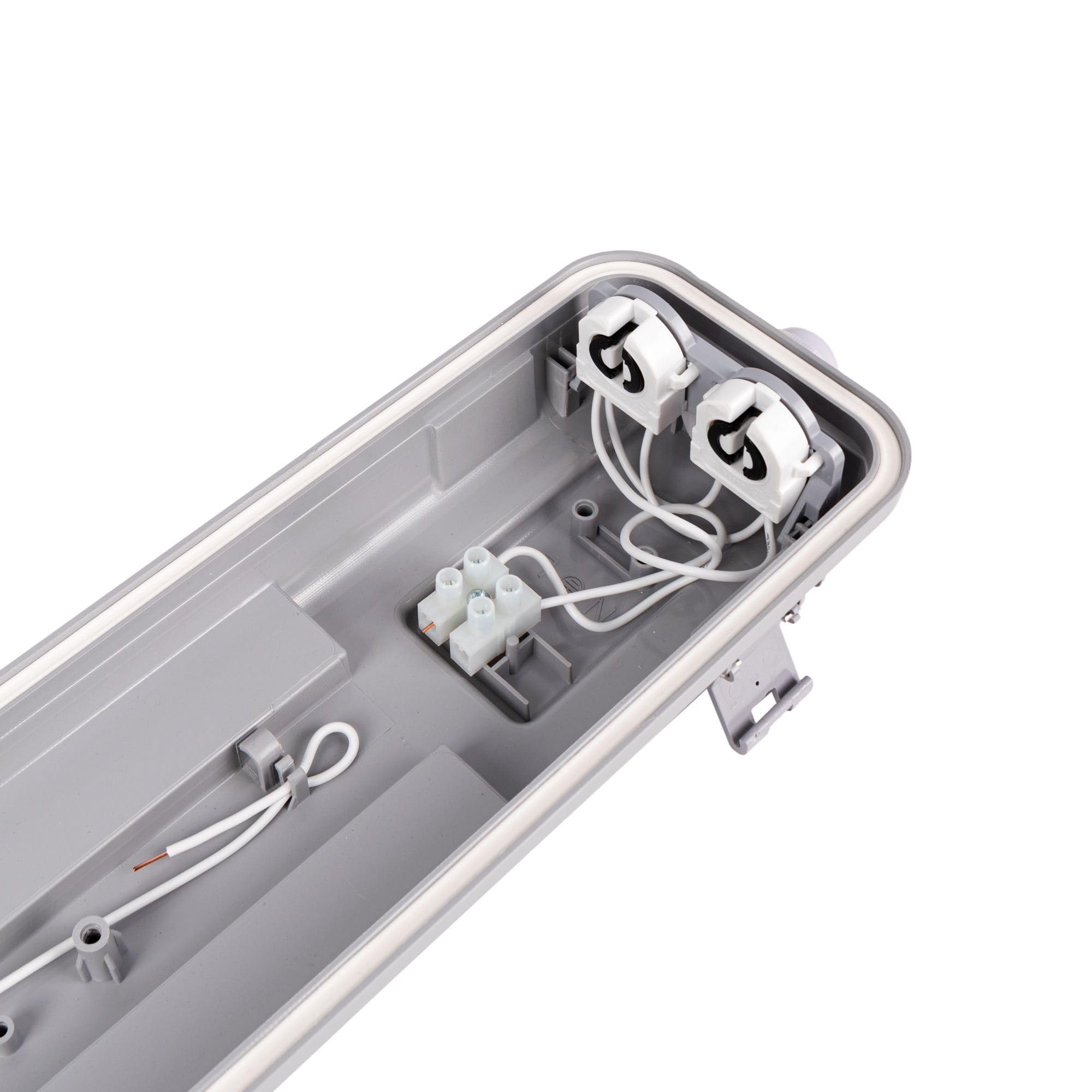 Kit plafoniera stagna doppia 60cm + 2 tubi LED T8 9W - 6000K