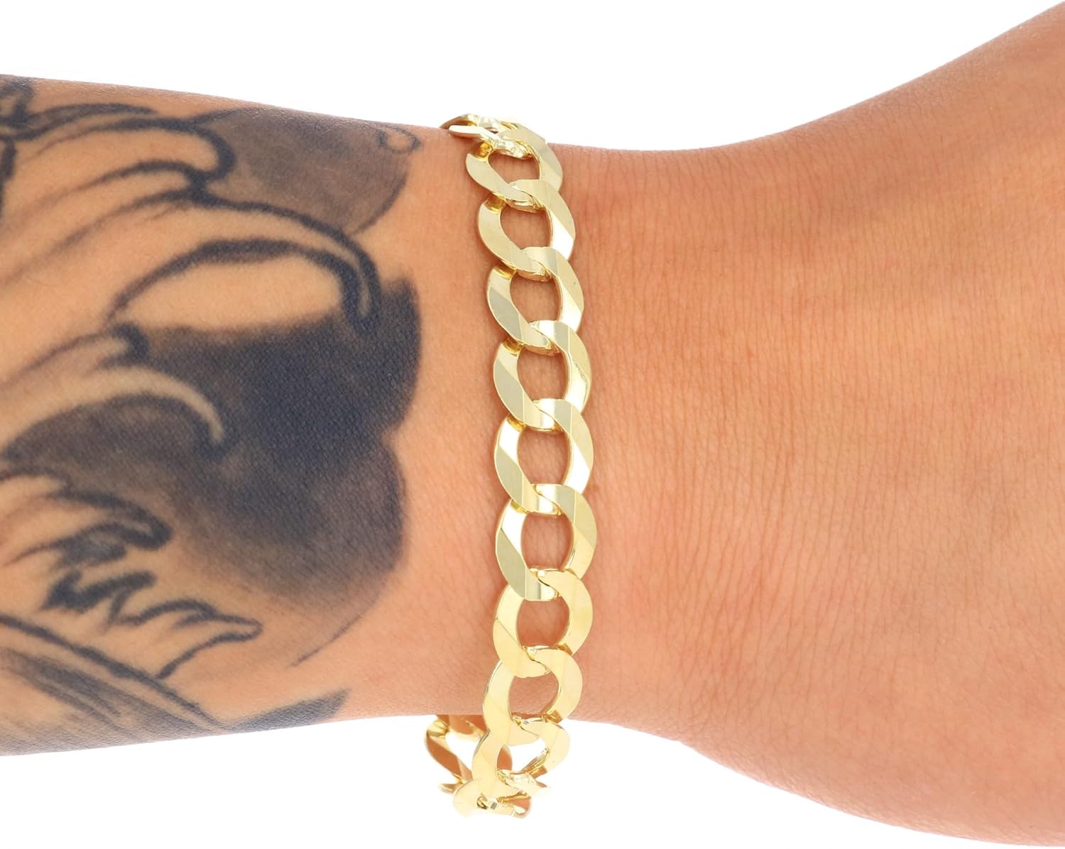 Nuragold 10k Real Yellow Gold Solid Cuban Curb Link 10mm Chain Bracelet (7"-9") Italian Jewelry for Men - Image 2