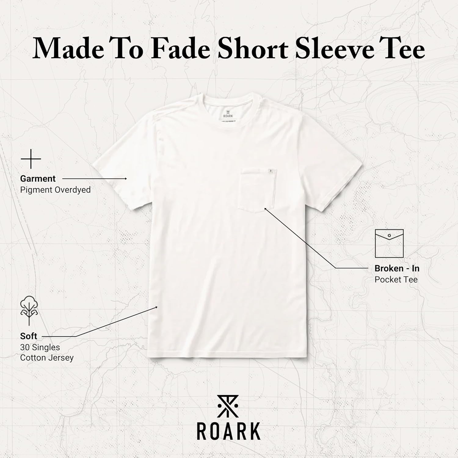 Roark Made to Fade Men’s T-Shirt - 100% Cotton, Lightweight Crew Neck Tee, Pigment Dyed Vintage Look, Casual & Everyday Wear - Image 4