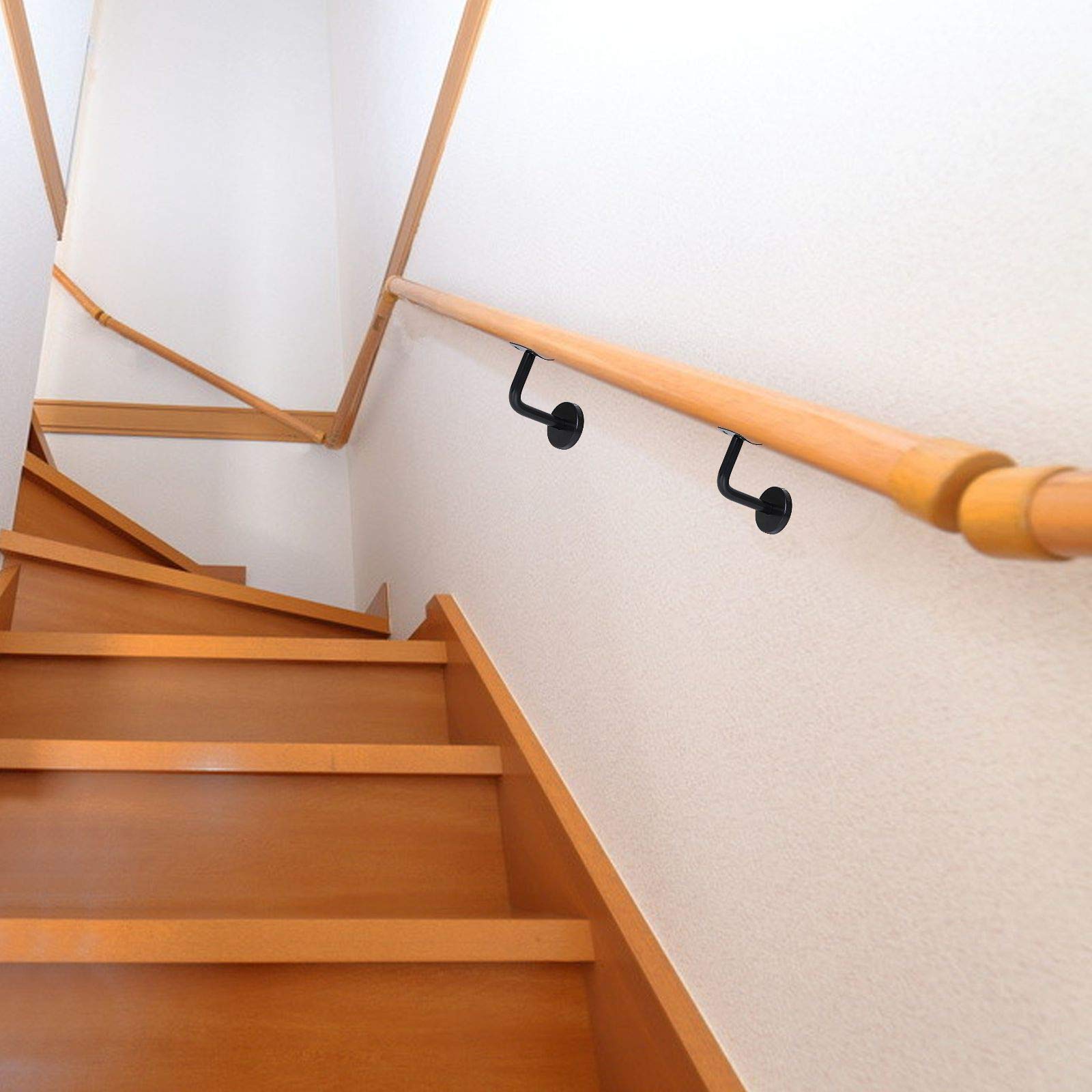 5 Pack Heavy Duty Handrail Bracket Black Stainless Steel Wall Mount