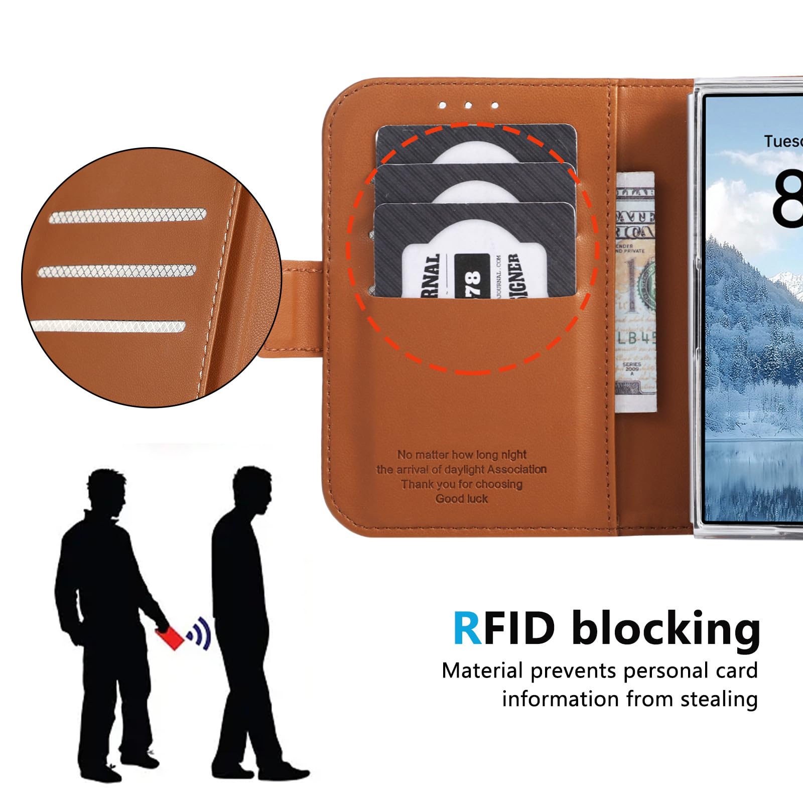 Etui z klapką dla iPhone Duo, Biznes Lichi Wzór Gniazda Kart