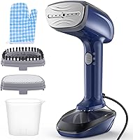 NTAYDZSW 1800W Handheld Fabric Steamer - Fast Ceramic Heat-Up, 2-in-1 Wrinkle Remover with Lint Brush & Nozzle, Leak-Proof Blue Steamer