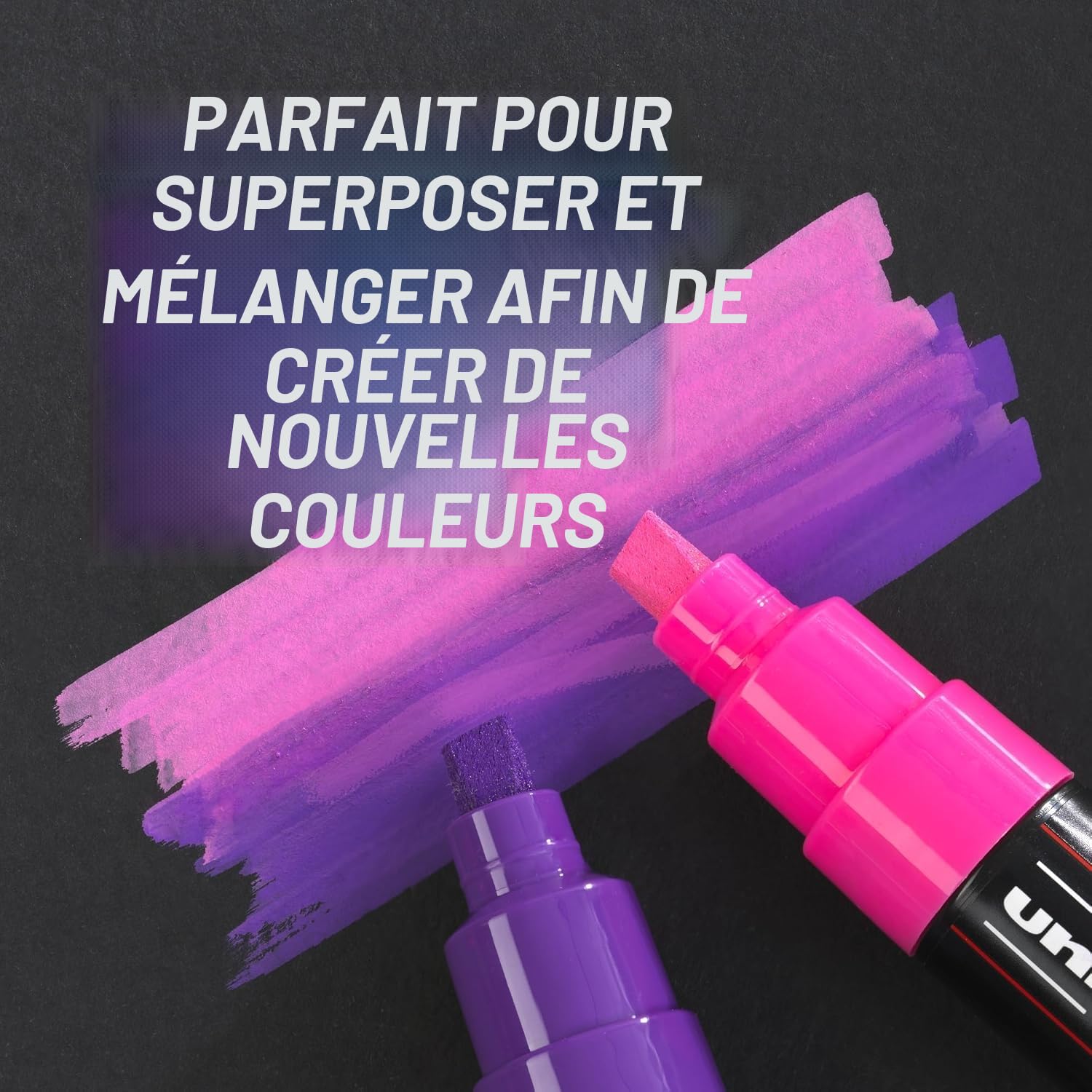 Posca PC-3M Lot de 12 marqueurs permanents à base d'eau Noir + blanc