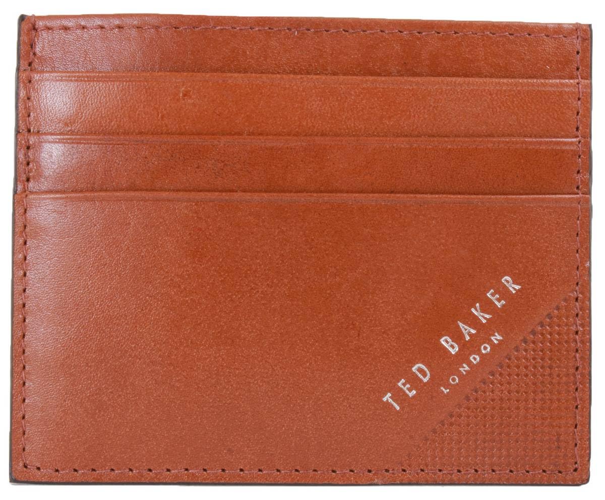 Ted Baker London raffle-embossed corner leather cardh, tan