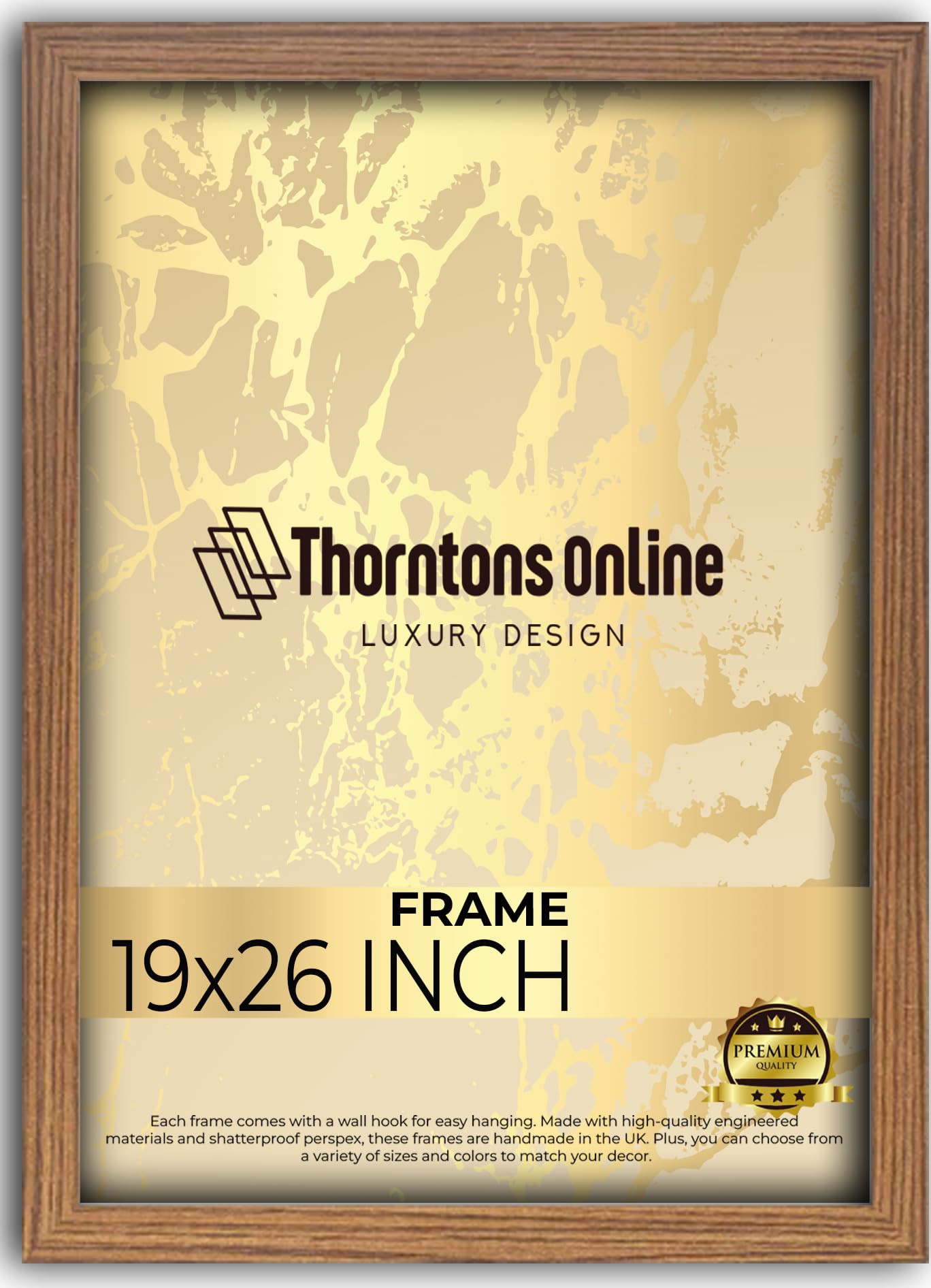 19x26 Inch Poster Picture Frame oak (48.26x66.03) |Acrylic front| |mdf backing with both ways hanging hooks|Ideal for Artwork and Decor