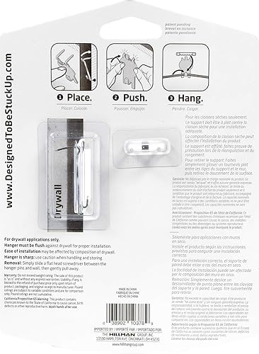 Miniatura 2 de HIGH & MIGHTY 515315 - Perchas de pared fáciles de secar sin herramientas para obras de arte, fotos y espejos, soporta hasta 40 libras, paquete de