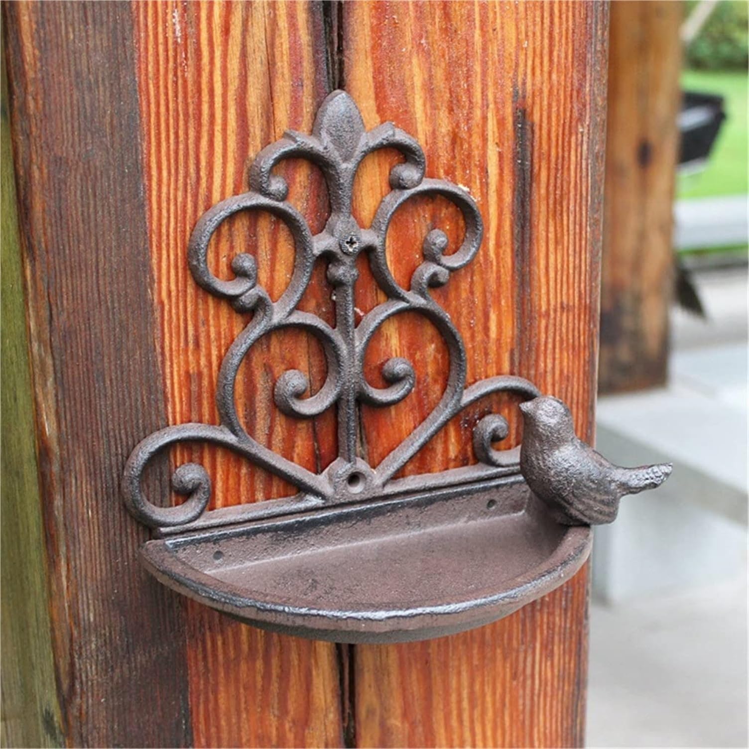 Ptaków Ogrodowych Rustykalny Żeliwny Karmnik Dla Ptaków Farm Home Garden Ścienny Metalowy Ptak Figurka House Accents Karmnik