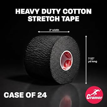ProLastic Tear Stretch Tape, Elastic Athletic Tape 3x7.5yd Black Roll