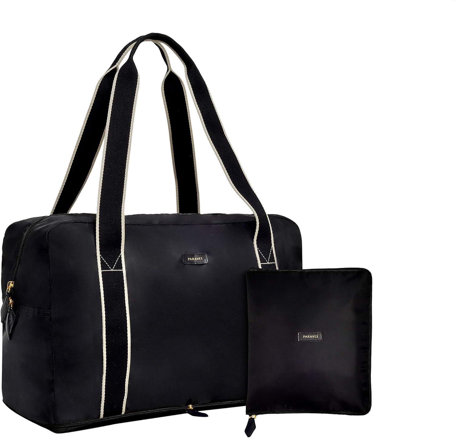 Paravel Foldable Travel Duffle Bag Derby Black Lightweight Carry On