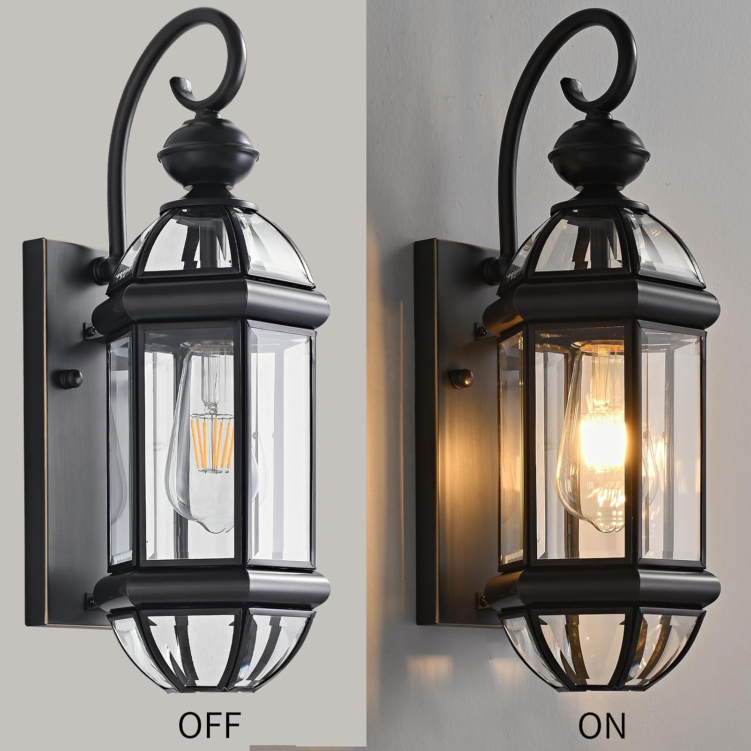 Milaii Outdoor Light Fixture 17" Copper Exterior Wall Lights Black Lantern Porch Light IP65 Waterproof Outdoor Wall Light for House Patio Garage Entryway
