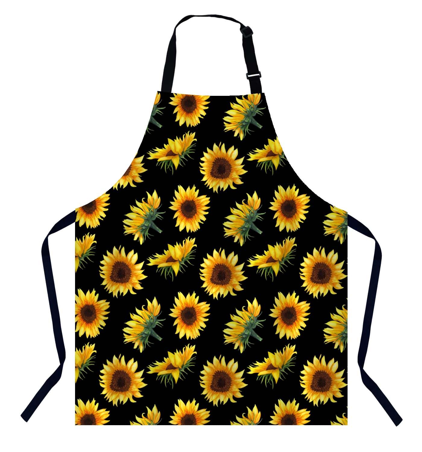 Bgbdeia Women's Sunflowers Kitchen Apron For Men, Adjustable Apron Chef Bakers Apron Cooking Apron Cooking Baking Gardening