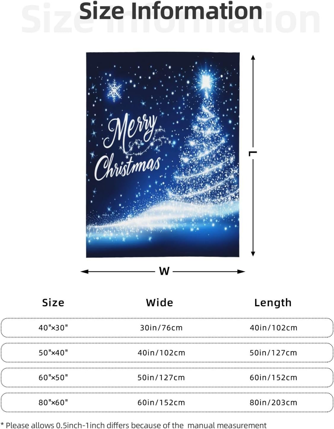 Throw Blanket Merry Christmas Blue Tree Couch Blankets Plush Flannel Cover Lightweight Soft for Living Room Bed Sofa Travel Office Camping 50 x 60 Inch - Image 4