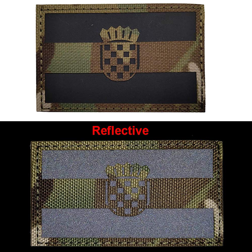 Patch Infrarouge Réfléchissant Drapeau Croatie – Lot De 2, Tactique Et Décoratif, Visible La Nuit, Idéal Pour Vêtements Et Accessoires