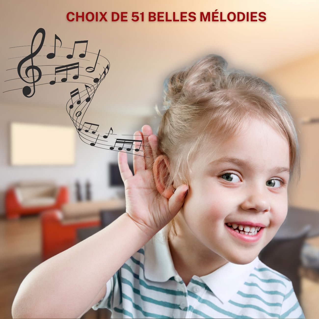 Sonnette sans Fil Exterieur Etanche avec 2 Récepteurs, Portée de 200M, IP65 Etanche Carillon, 51 Mélodies et 5 Niveaux Volume, Indicateur LED Bleu, pour Maison, Hôtel -Blanc