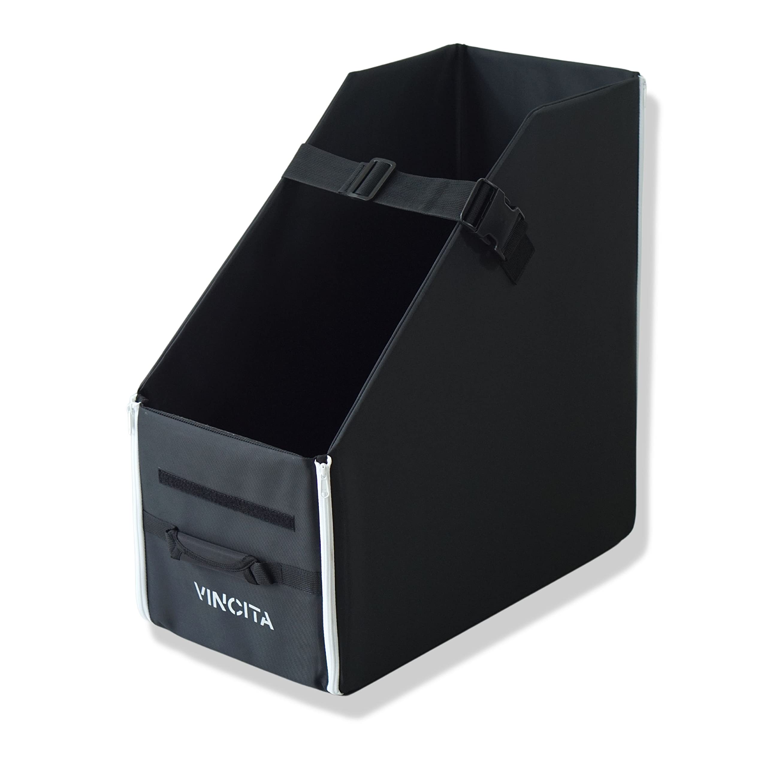 VincitaKeeper Box for Brompton Folding Bicycle,Keep The Bike Vertical In The Car Trunk To Save Space And Avoid Damange,Integrated Cover Included (Black With White Zipper)