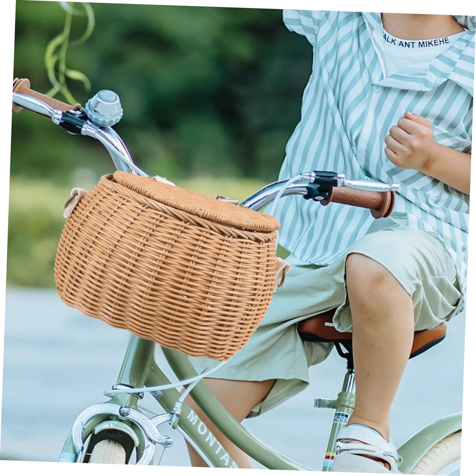 Didiseaon Panier Vélo Garçon Fille Tressé Main Rotin Rangement Pratique pour Scooter et Draisienne Panier de Guidon Stable et Facile à Installer pour Garçon Fille