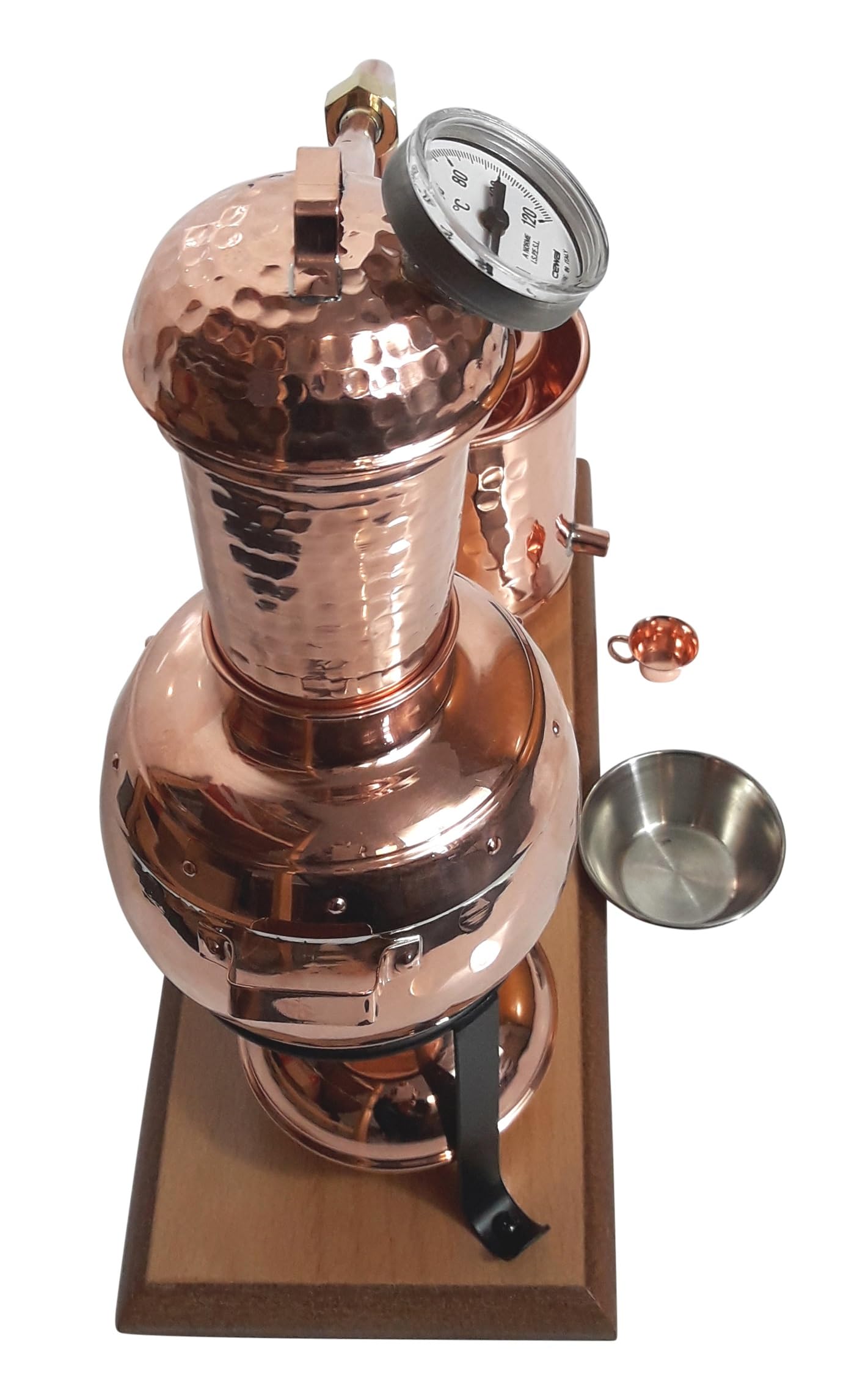 Destille 0,5 Liter Modell Kalif mit Aromakorb, Thermometer und Spiritusbrenner | Destillieranlage für Hydrolate (Pflanzenwasser)