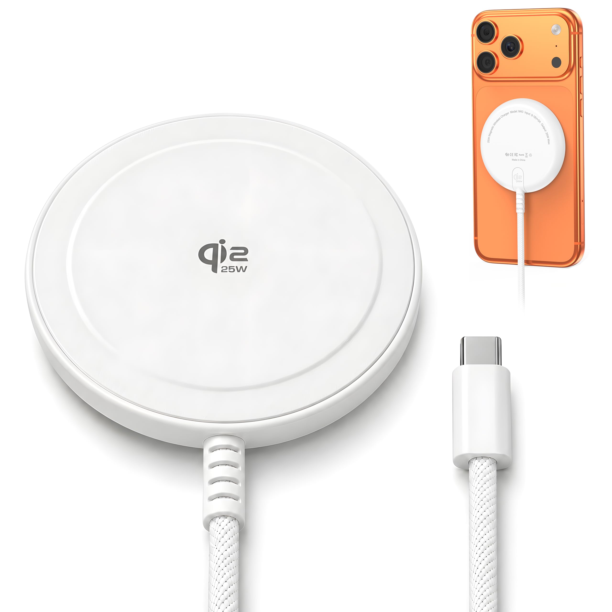 ワイヤレス充電器 25W Qi2認証 MagSafe対応 急速充電 Phone 17/16シリーズ対応 Android Qi2対応