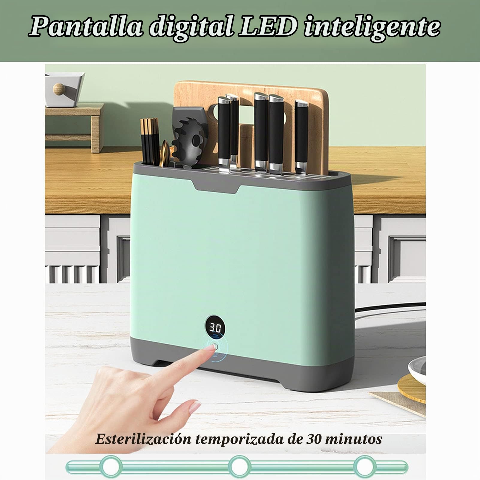 CGF- Desinfección Inteligente de la Tabla de Cortar de Cuchillos, desinfección de Cuchillos Soporte de Secado de Herramientas de Cocina, Desmontable para una fácil Limpieza, diseño de Ranura único