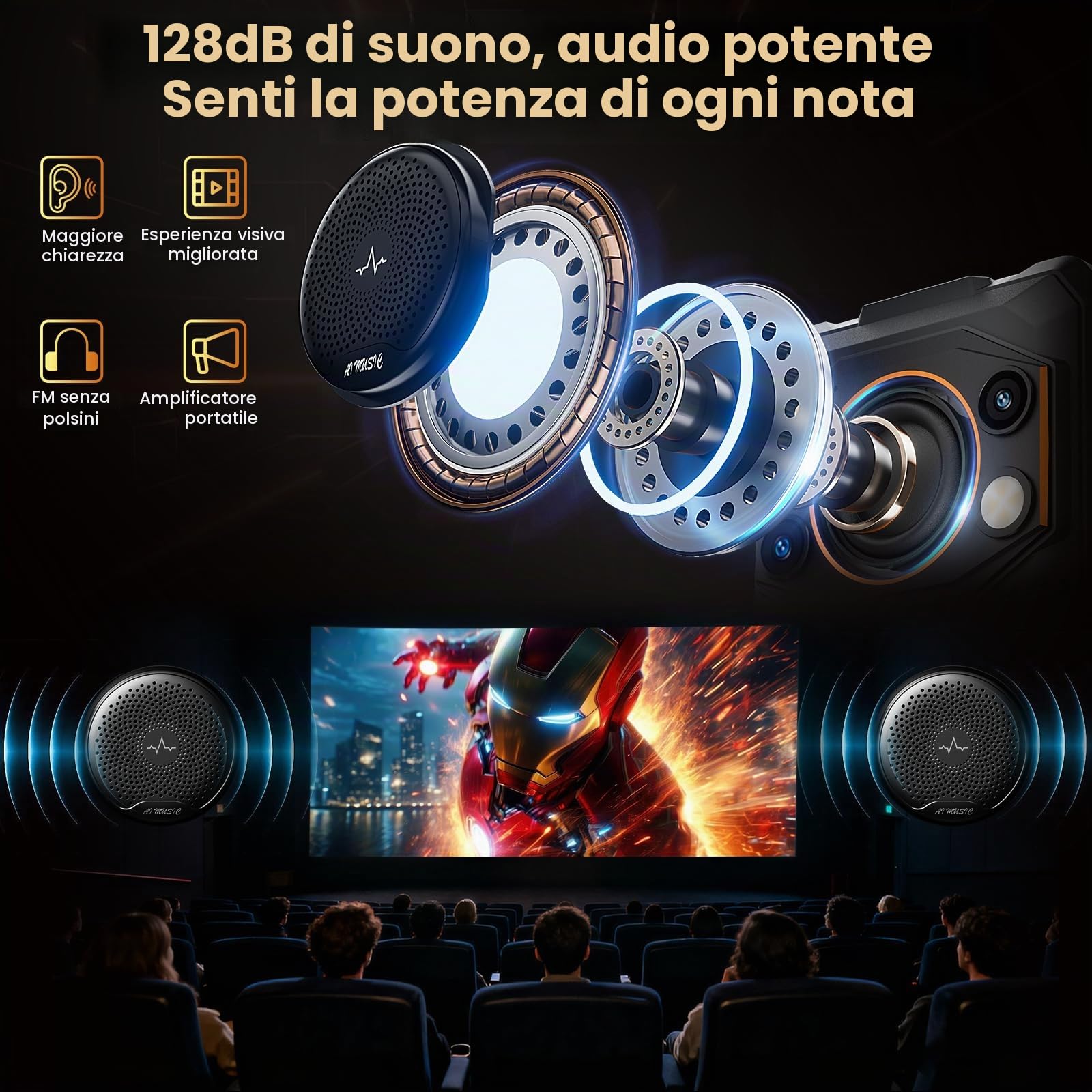 FOSSiBOT F110Pro 5G-10000mAh Rugged Smartphone, 128dB Altoparlante Telefono Indistruttibile, MediaTek Dimensity 6300+, 20GB+128GB/2TB Android 15 cellulare 6.75", 50MP AI Fotocamera, 5G Dual SIM