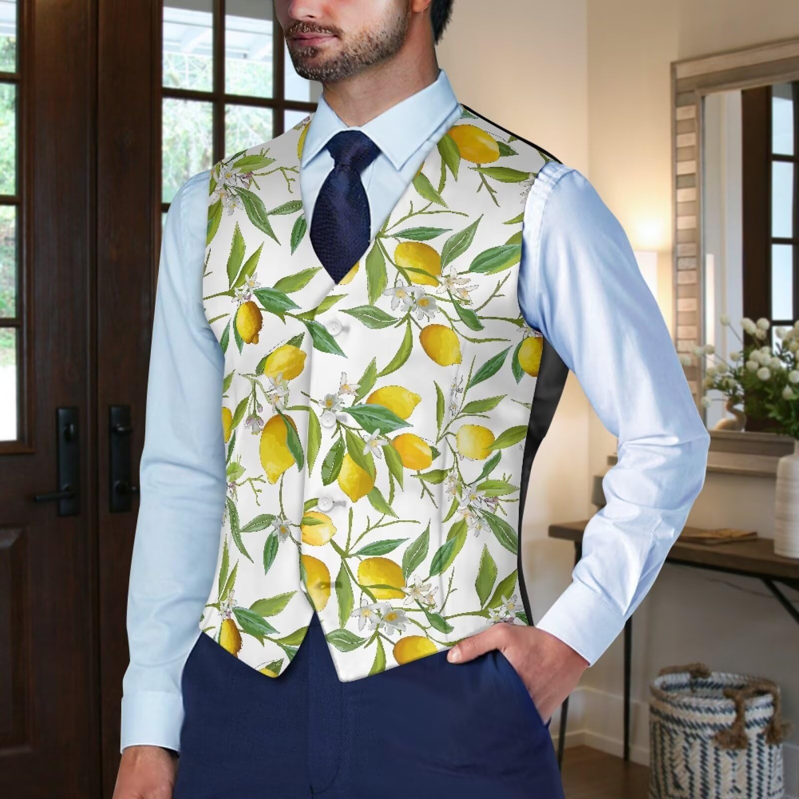 Gilet de costume décontracté léger pour homme - Col en V - Pour fête, mariage
