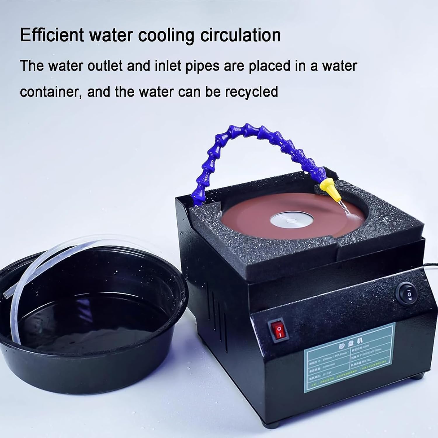 Amoladora De Banco Para Uso En Seco Y En Húmedo, Afiladora Eléctrica De Cuchillos De 350 W, 7 Velocidades Ajustables, Máx. 3350 R/min, Uso En Seco Y En Húmedo, Con 10 Hojas De Lija, Para Afilar Cuchil
