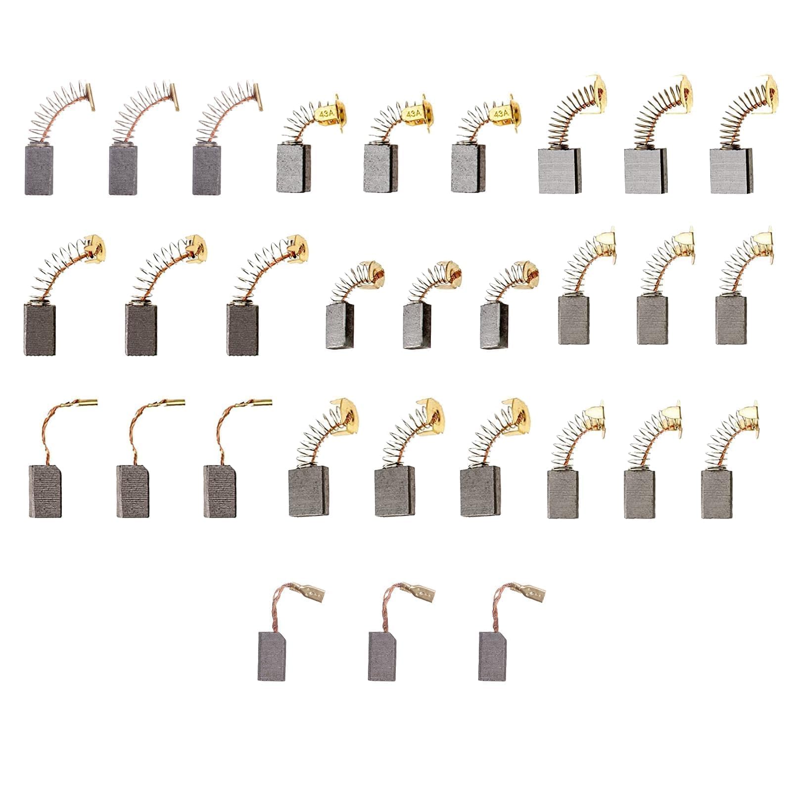30PCS Spazzole di Carbone Per Utensili, Confezione con 10 Misure, Carboncini Motore Elettrico per Utensili Elettrici, Sostituzione di Alta Qualità per Motori Elettrici, Adatto a Diversi Strumenti