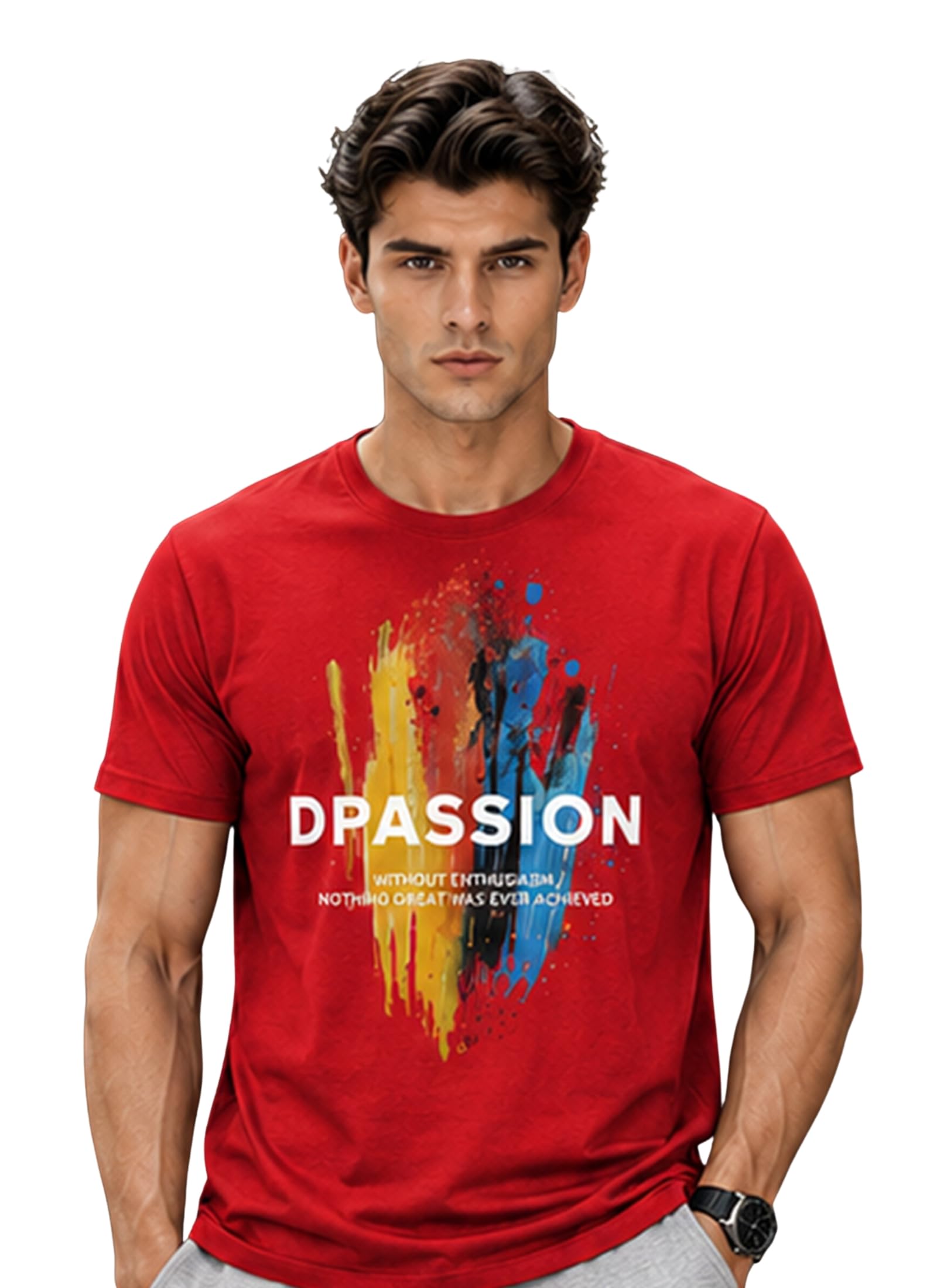 dpassion Men's Quick Dry Sports T-Shirt | Printed Gym Workout Running Training Activewear Tee-picture-28