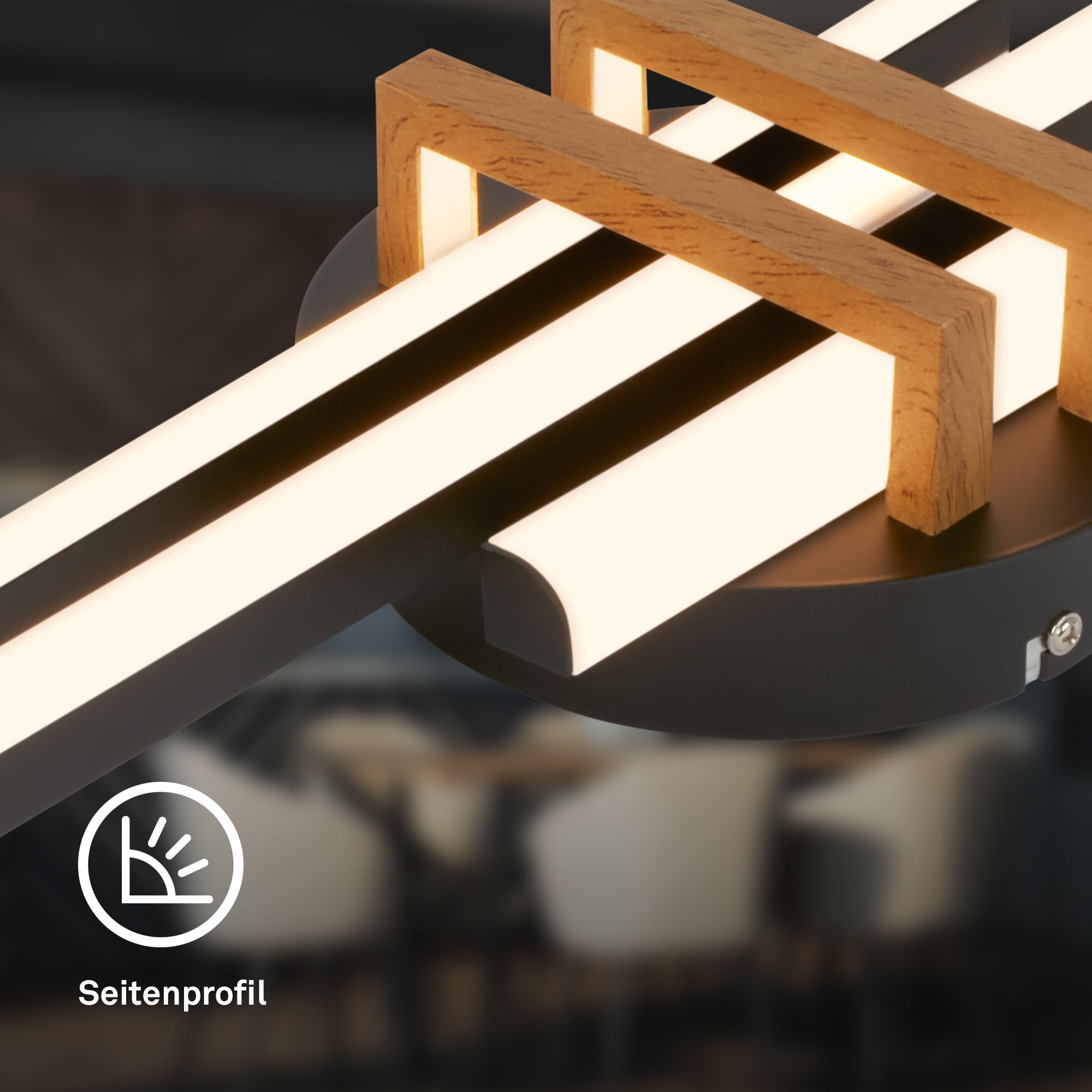 BRILONER - Lampa sufitowa LED z ciepłym białym światłem, profile narożne, salon, sypialnia, lampa sufitowa, 78,5 x 16 x 7,5 cm, czarno-drewno