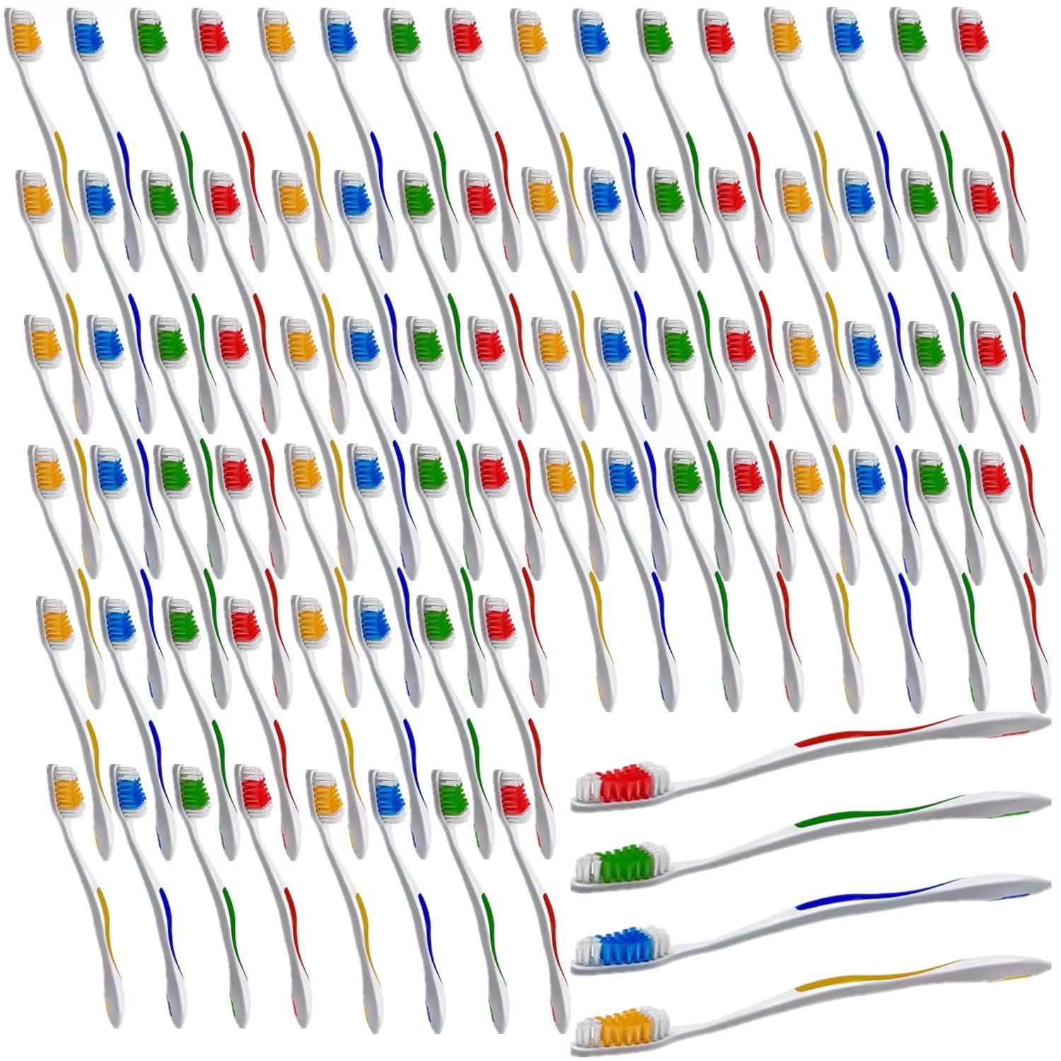 AIAG Extra Hard and Firm Bristle Adult Toothbrush 72-Count, Bulk Toothbrush, Hard Bristles, Value Pack for Travelling, Hotels, Donations