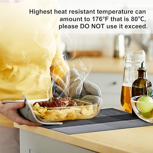 Miniatura 10 de Aofmee Juego de 6 manteles individuales, manteles individuales resistentes al calor, manteles individuales de PVC lavables, manteles individuales de