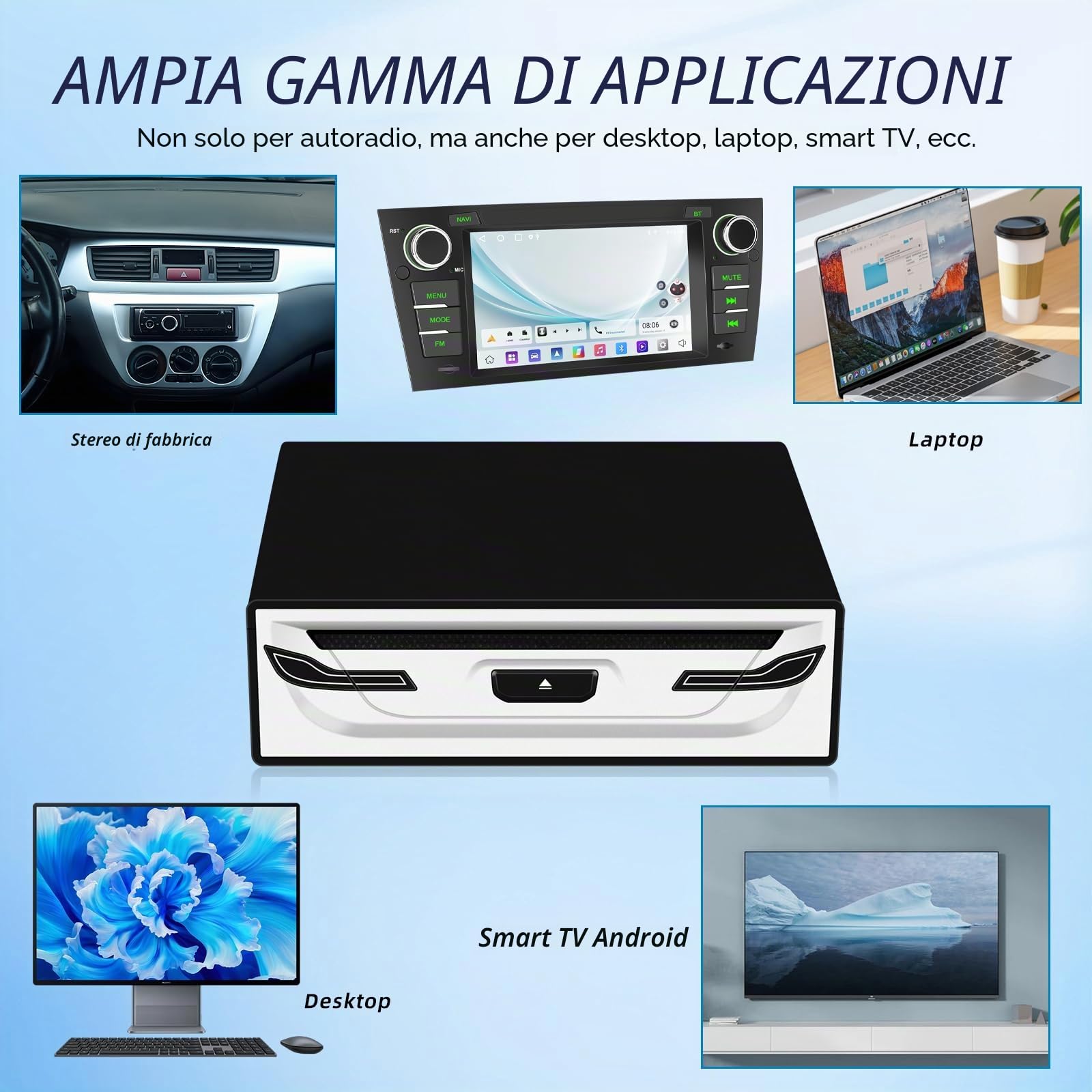 Lettore CD/DVD esterno per auto, laptop, TV e altro: USB 2.0, Plug & Play, anti-shock, Smart TV, laptop, tablet (Android 4.4+), cavo USB e supporto