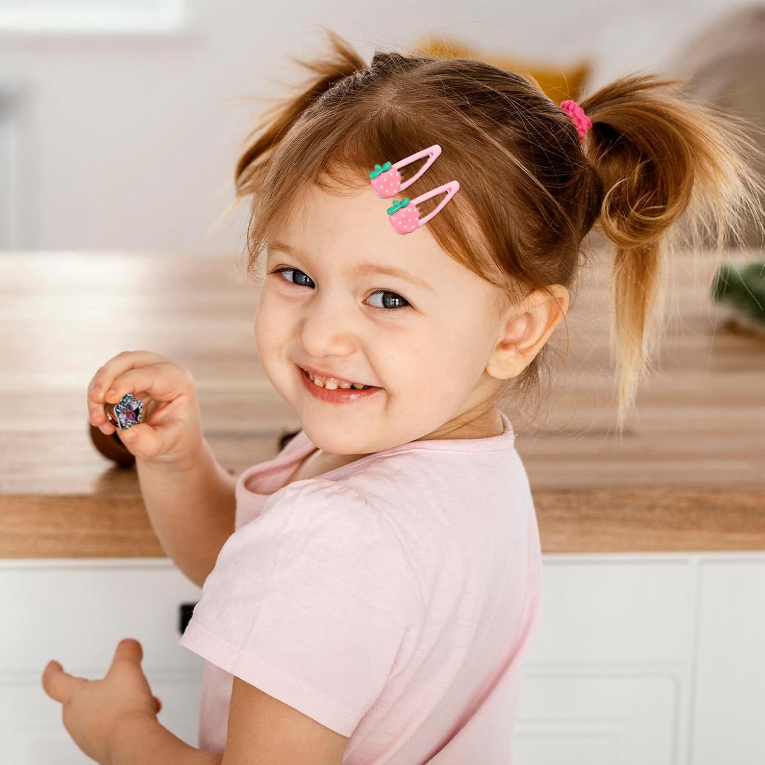 4Pcs Strawberry Hair Clips for Women Girls – Pink Cute Hair Accessories, Kawaii Plastic Snap Barrettes for Teens, Kids, Party Gifts - Image 5