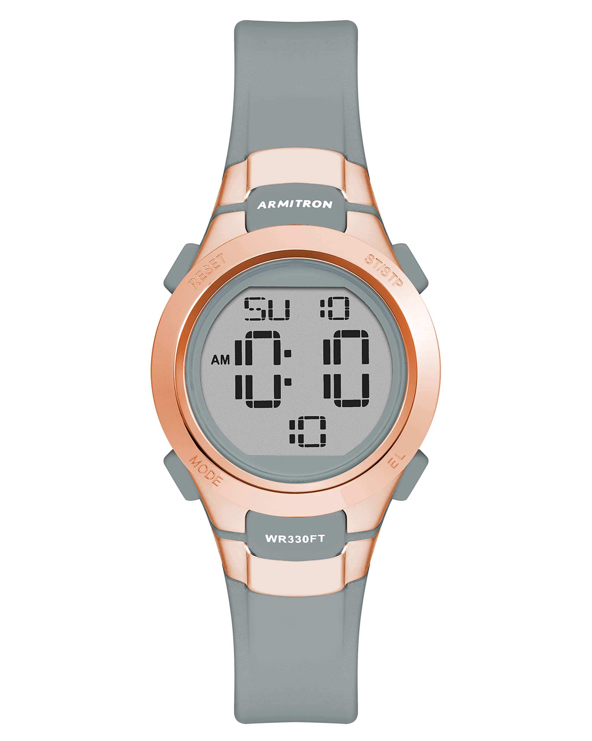 Armitron - Orologio sportivo unisex, digitale, con cronografo, cinturino in resina, 45/7034, Grigio/Oro Rosa