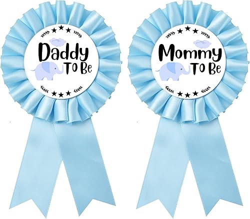 HAPPYLAND - Decoración para baby shower, diseño de elefante azul bebé, placa de hojalata para mamá y papá