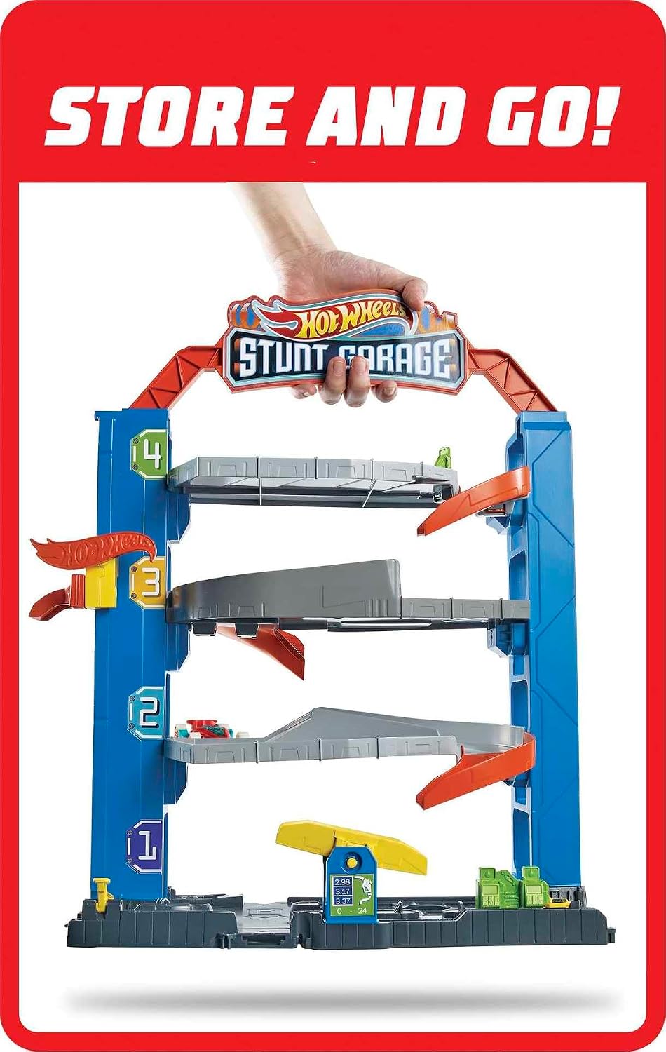 Hot Wheels City Stunt Garage Play Set Gift Idea for Ages 3 to 8 Years Elevator to Upper Levels Connects to Other Sets, Boys