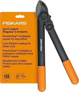 Fiskars 15-Inch PowerGear Loppers, Sharp Steel Blade Bush and Tree Trimmer, Cuts up to 1.25-Inch Diameter Branches, Rust Resistant and Lightweight Pruner, Yard Tools for Gardening