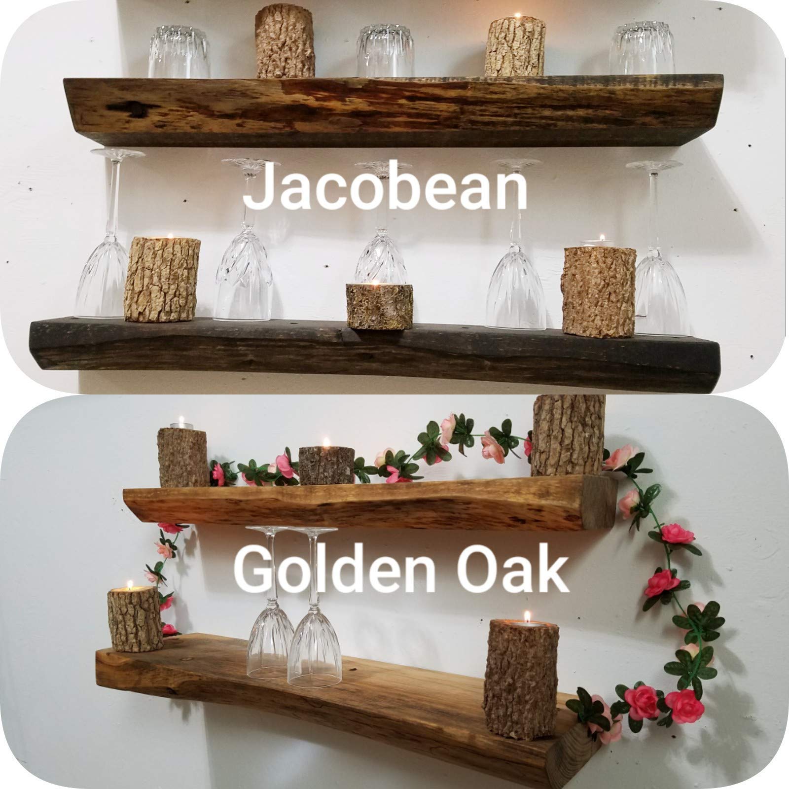 Live Edge Rustic Look Solid Wood Floating Shelf More Colors and Sizes