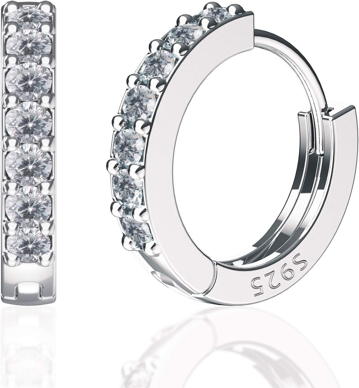 SWEETV 925 Sterling Silver Huggie Hoop Earrings for Women Girls-Tiny Small Cartilage Hoop Earring