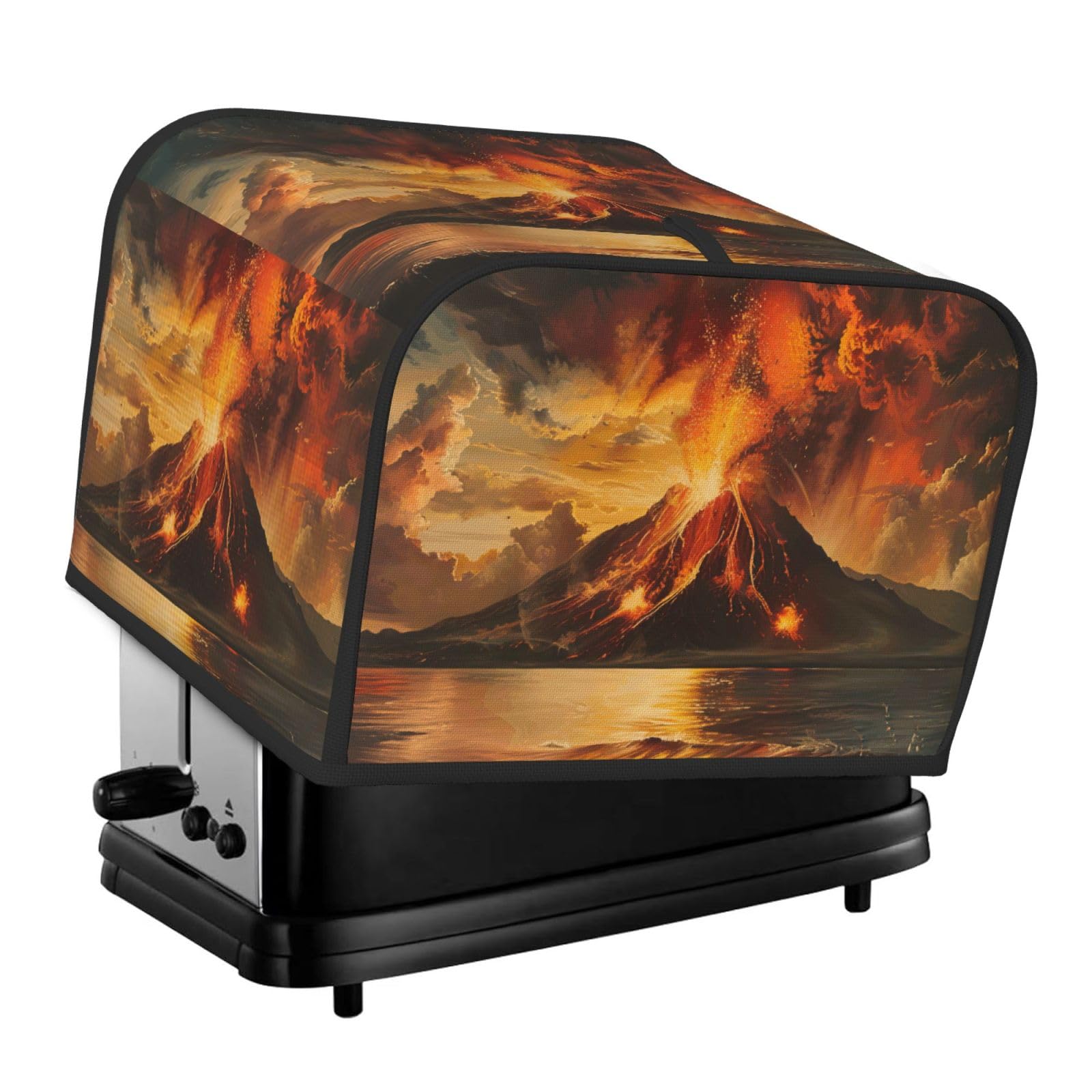 Volcano Print 4-Slice Toaster Cover Dustproof Waterproof Kitchen Appliance Protector For Bread